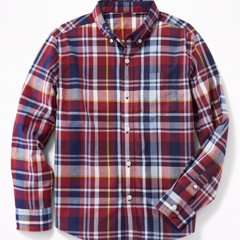 Old Navy l Burgundy plaid button down